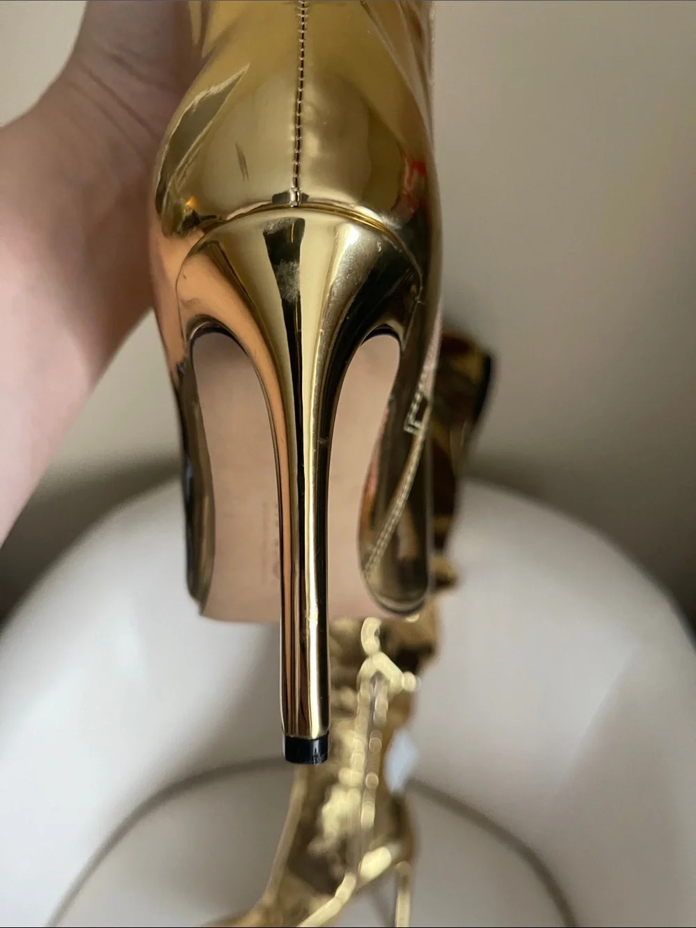 INC International Concepts Metallic Gold Over-the-Knee Pointed Stiletto Boots